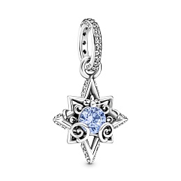 Disney Cinderella star sterling silver pendantwith fancy light blueand clear cubic zirconia