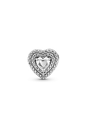 Heart sterling silver charm with clear cubiczirconia /799218C01