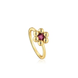 SILVER GOLD PLATED RING RHODOLITE N12