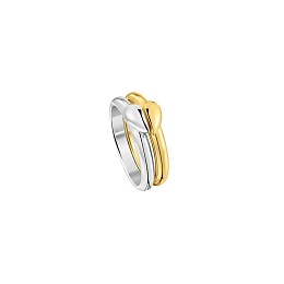 2 SILVER GOLD PLATED RING HEART 2 TONE