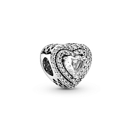 Heart sterling silver charm with clear cubiczirconia /799218C01