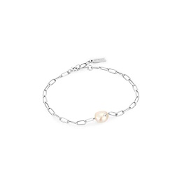 Silver Pearl Sparkle Chunky Chain Bracelet　